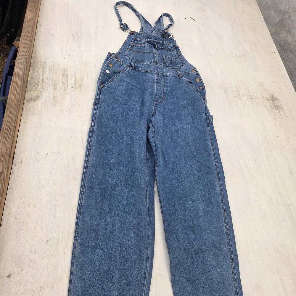 Squeeze Jeans Women's Blue Denim Overalls Size L 100% Cotton Vintage Carpenter